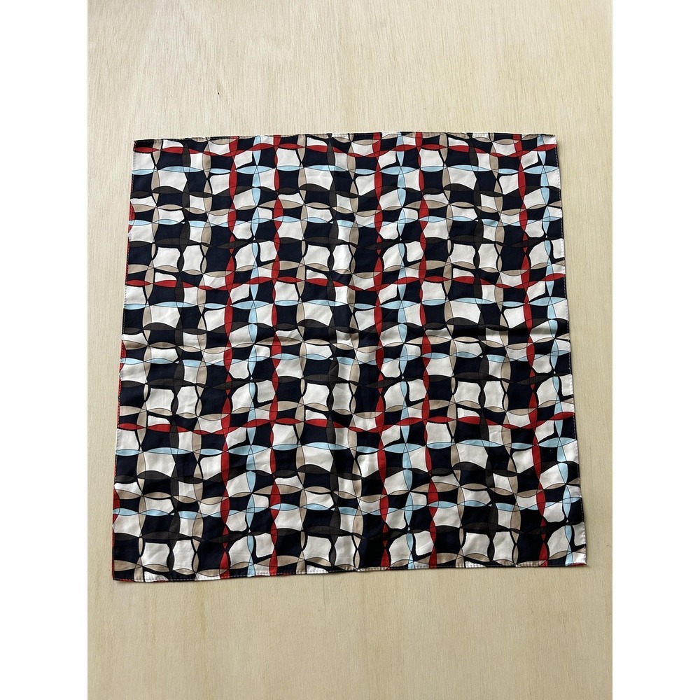Silk Square Scarf Womens One Size Multicolor Geometric Print Neck Head Wrap